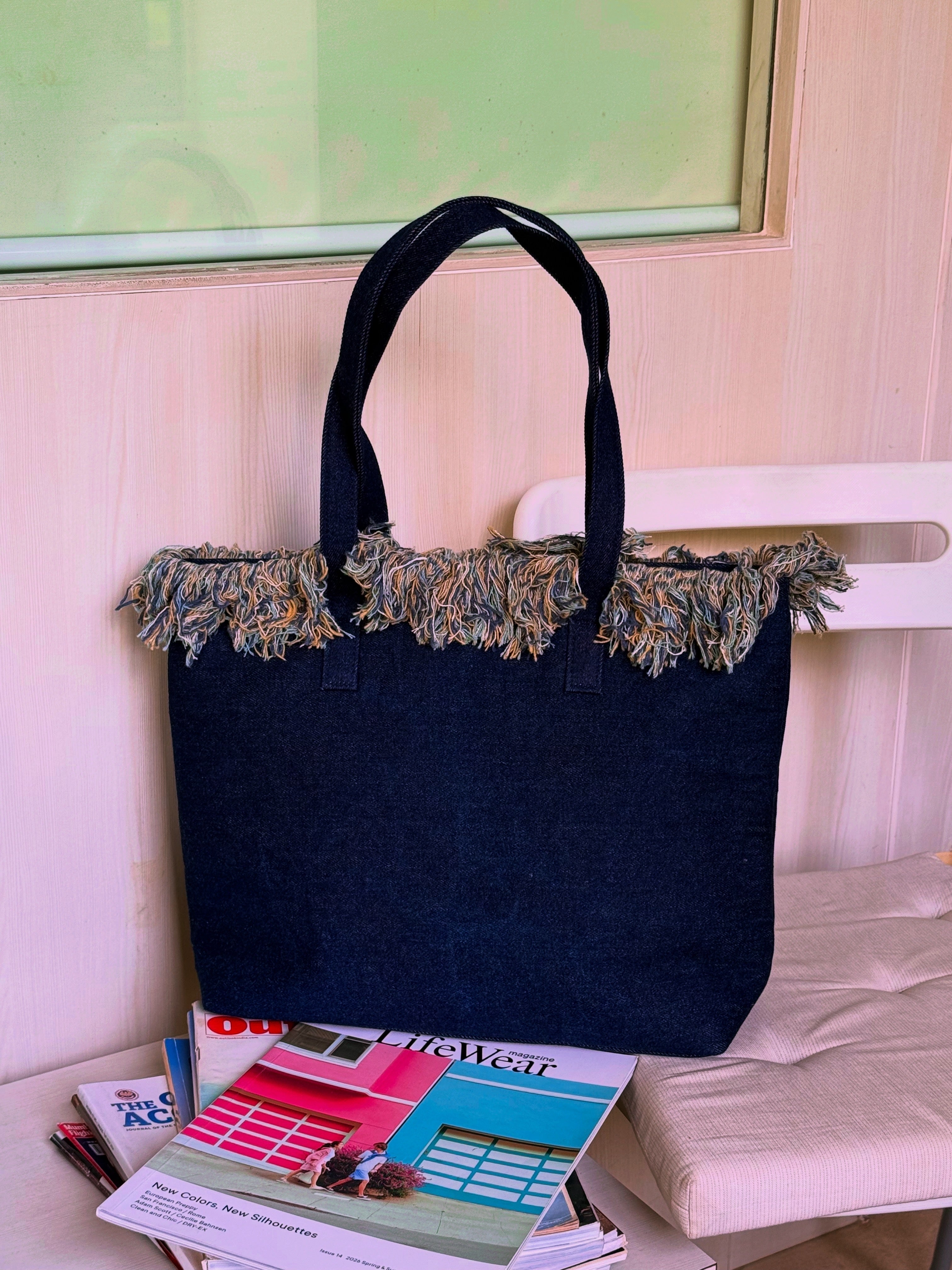 Denim Fringe Tote