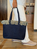 Denim Fringe Tote