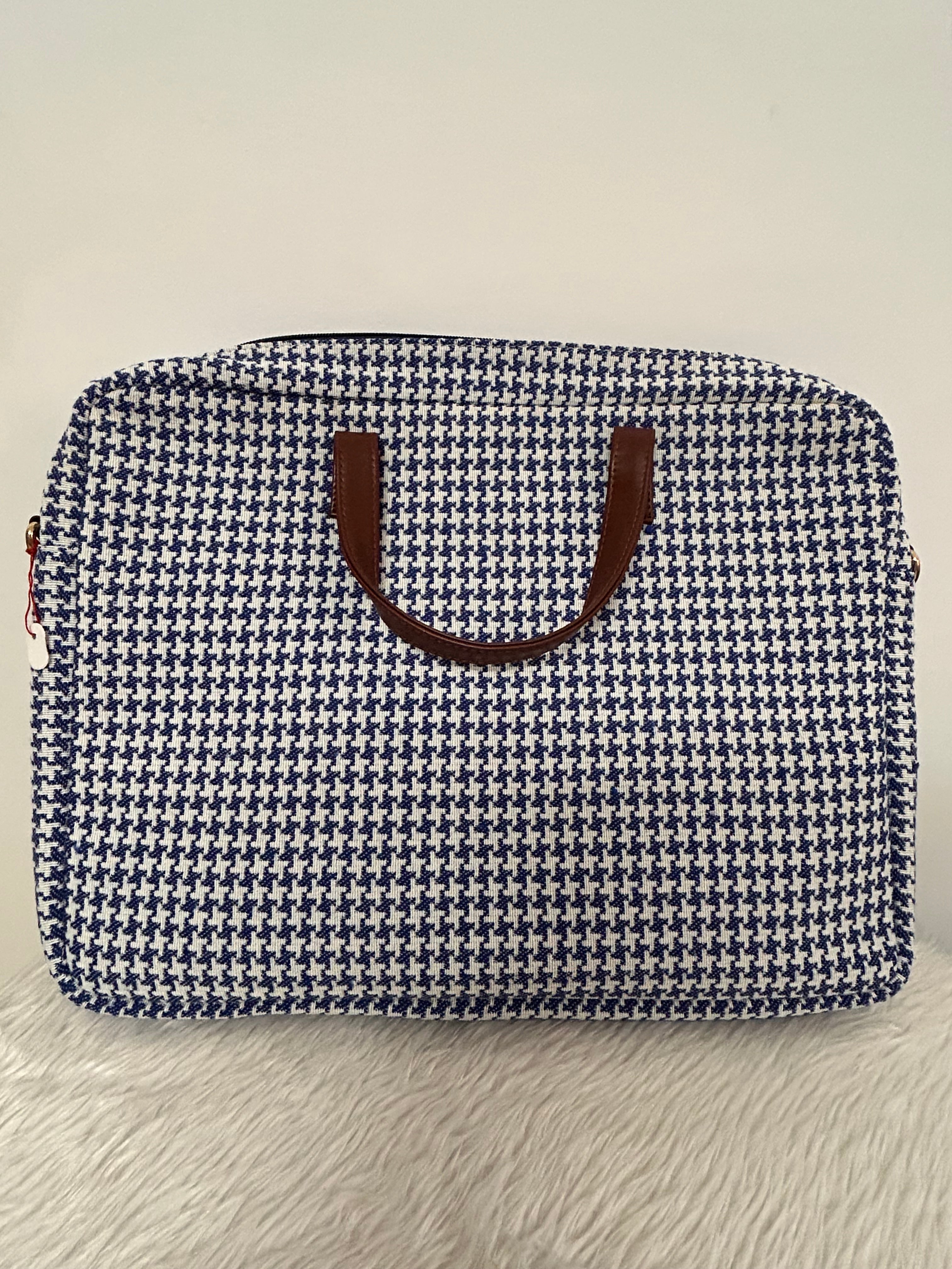 Blue & White Chequered Laptop Bag