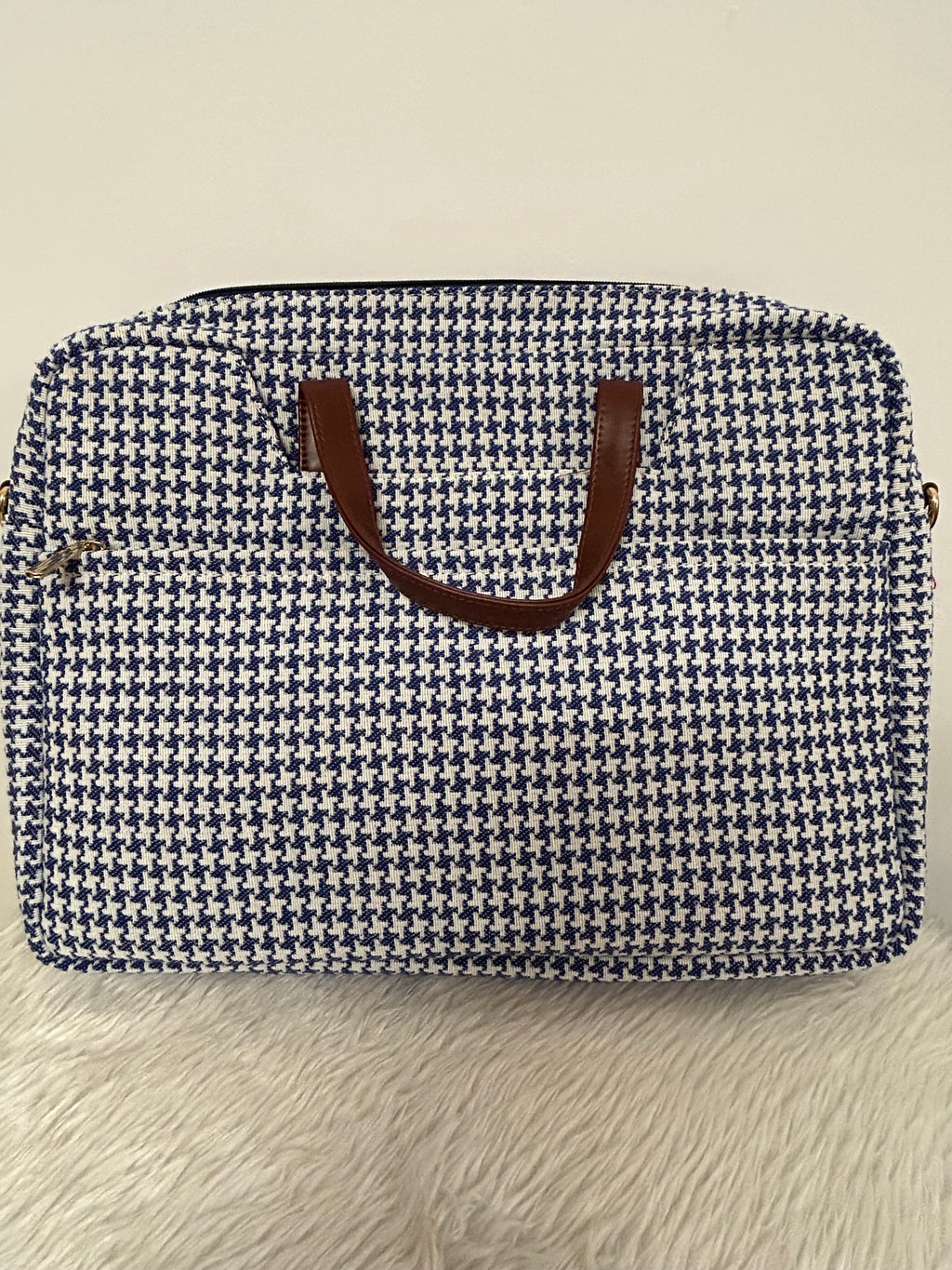 Blue & White Chequered Laptop Bag