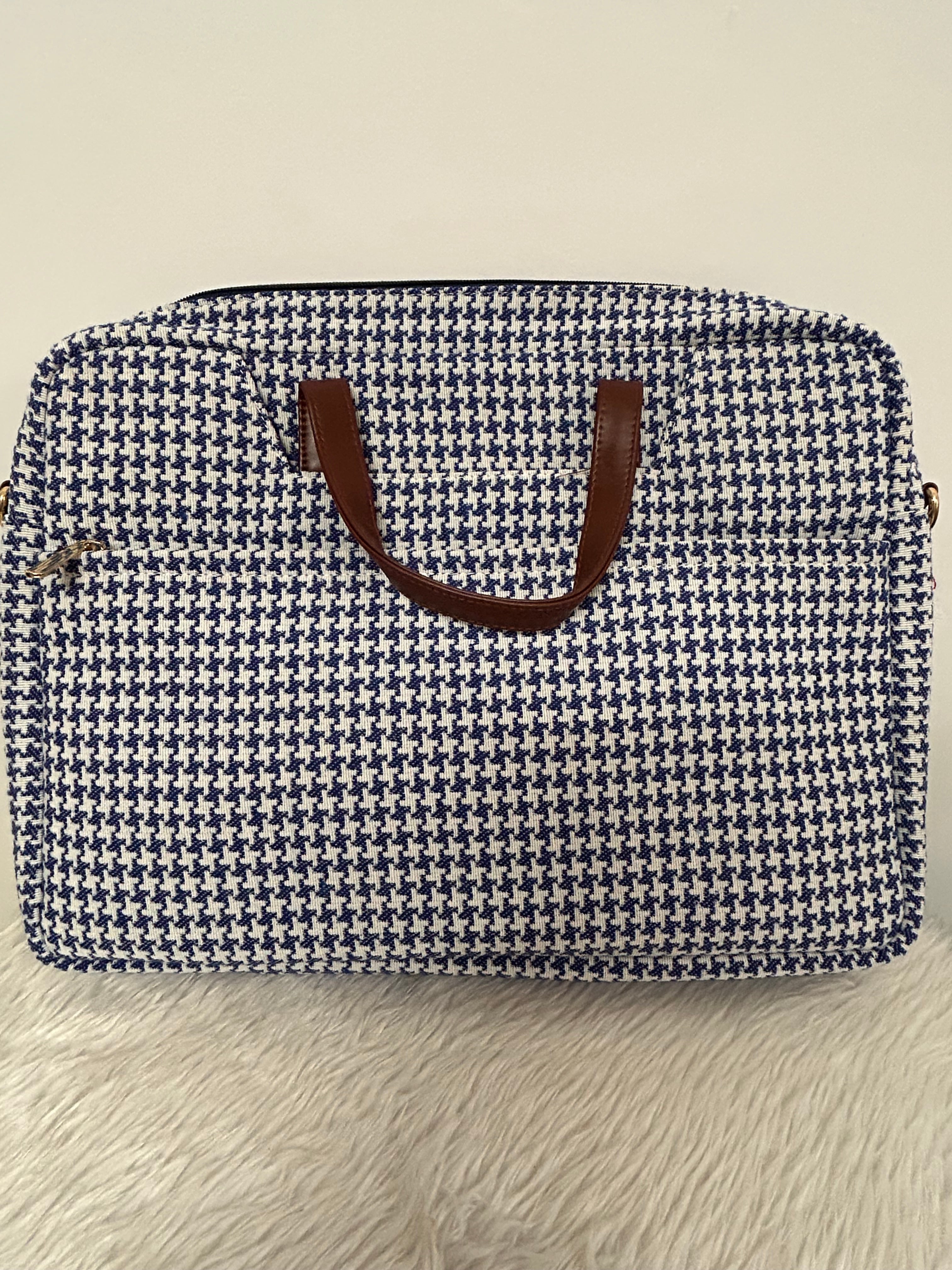 Blue & White Chequered Laptop Bag