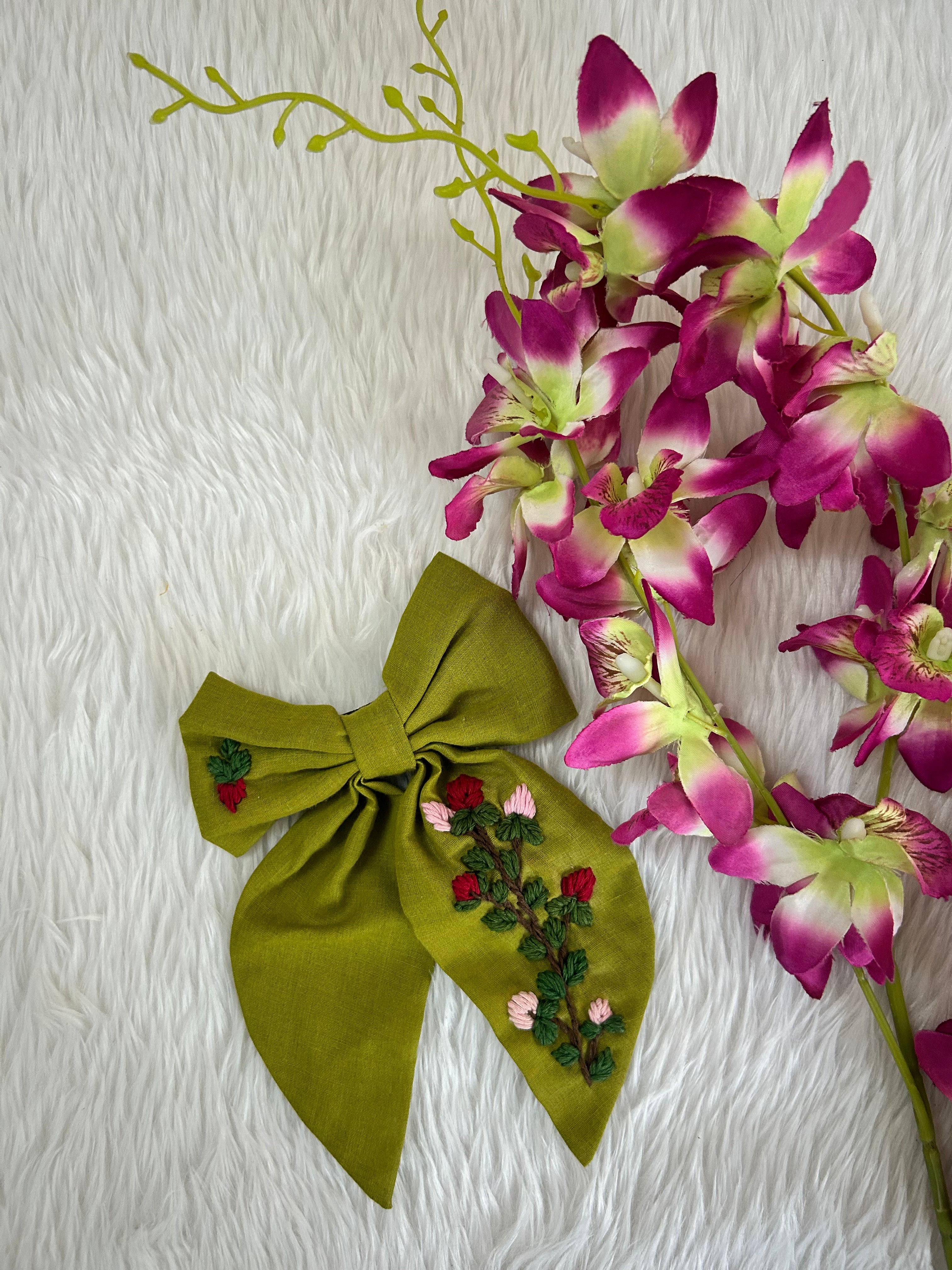 Hand Embroidered Bow