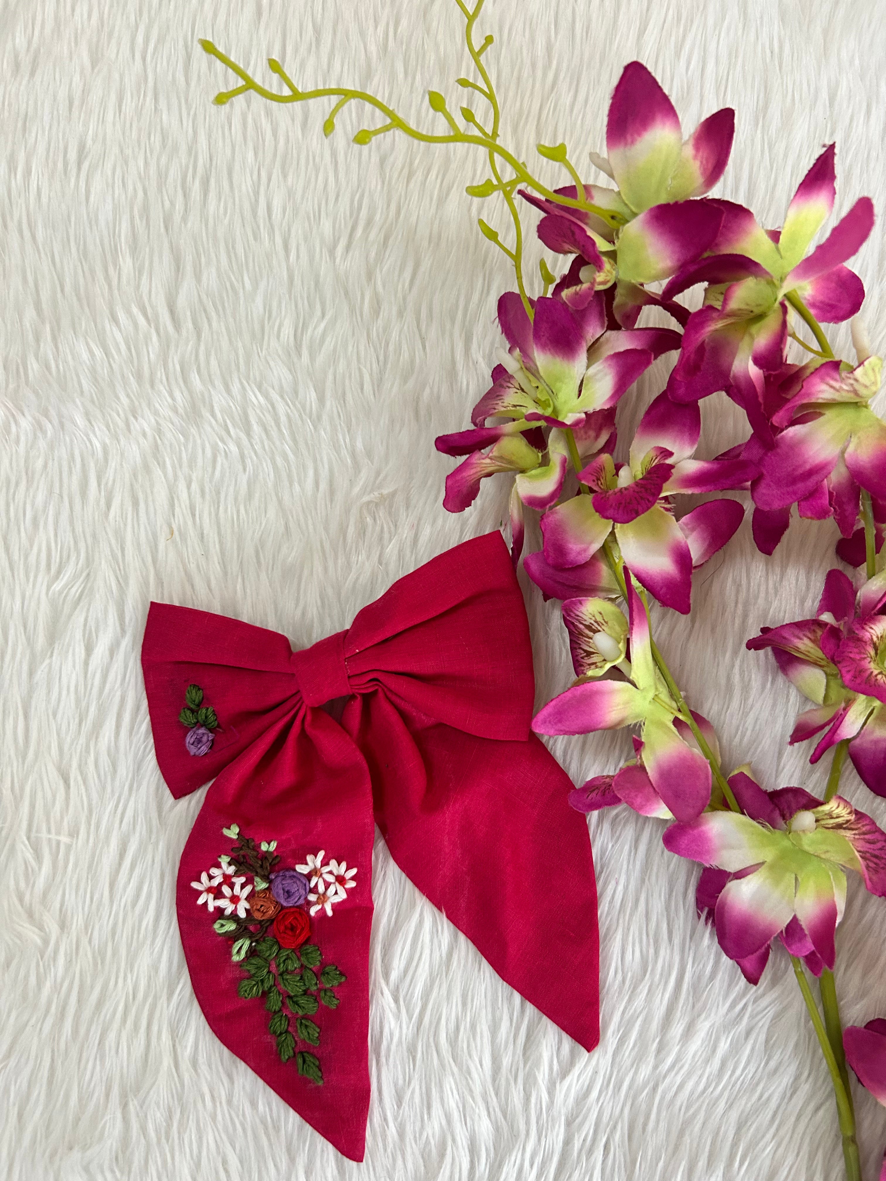 Hand Embroidered Bow