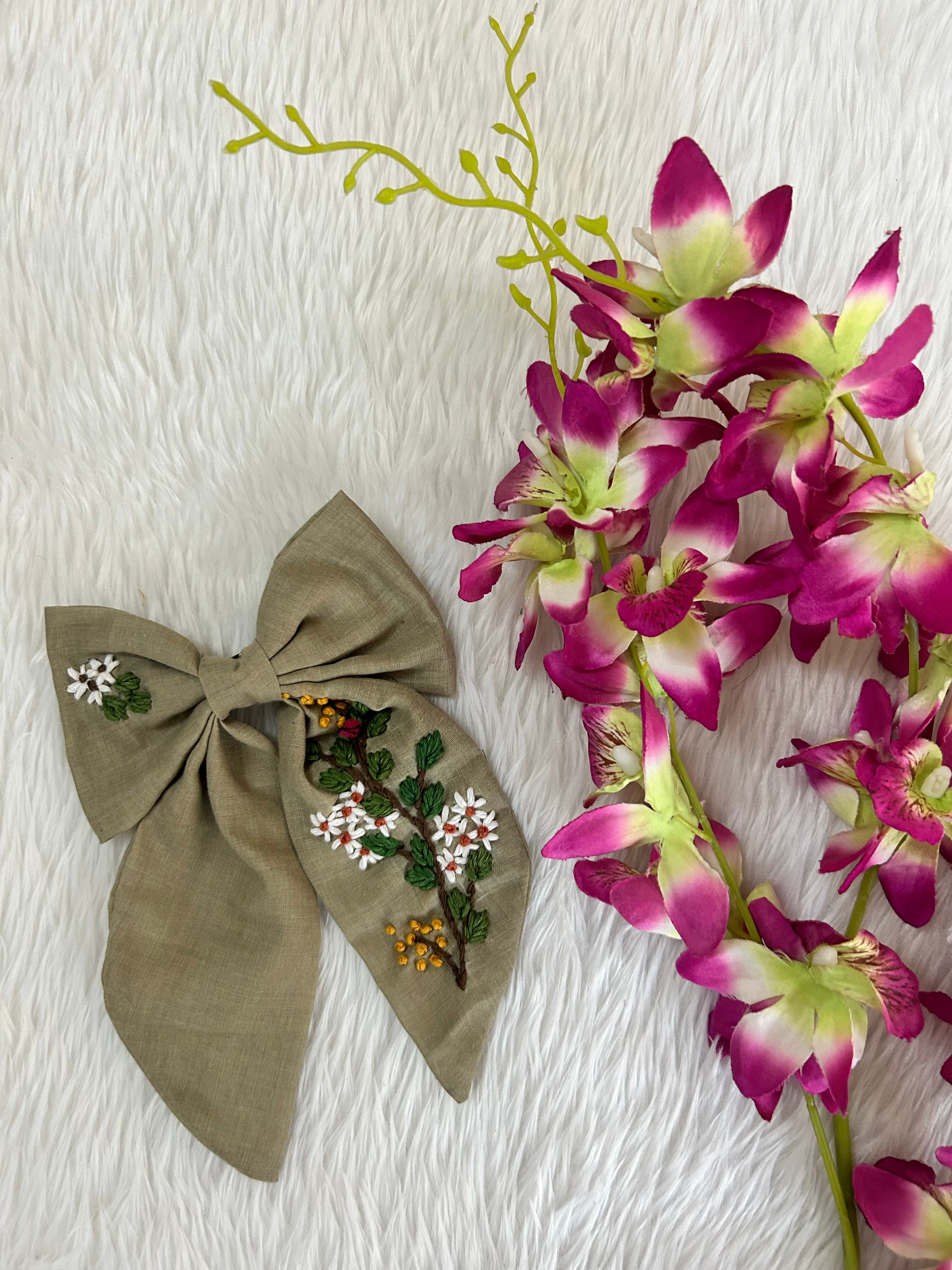 Hand Embroidered Bow