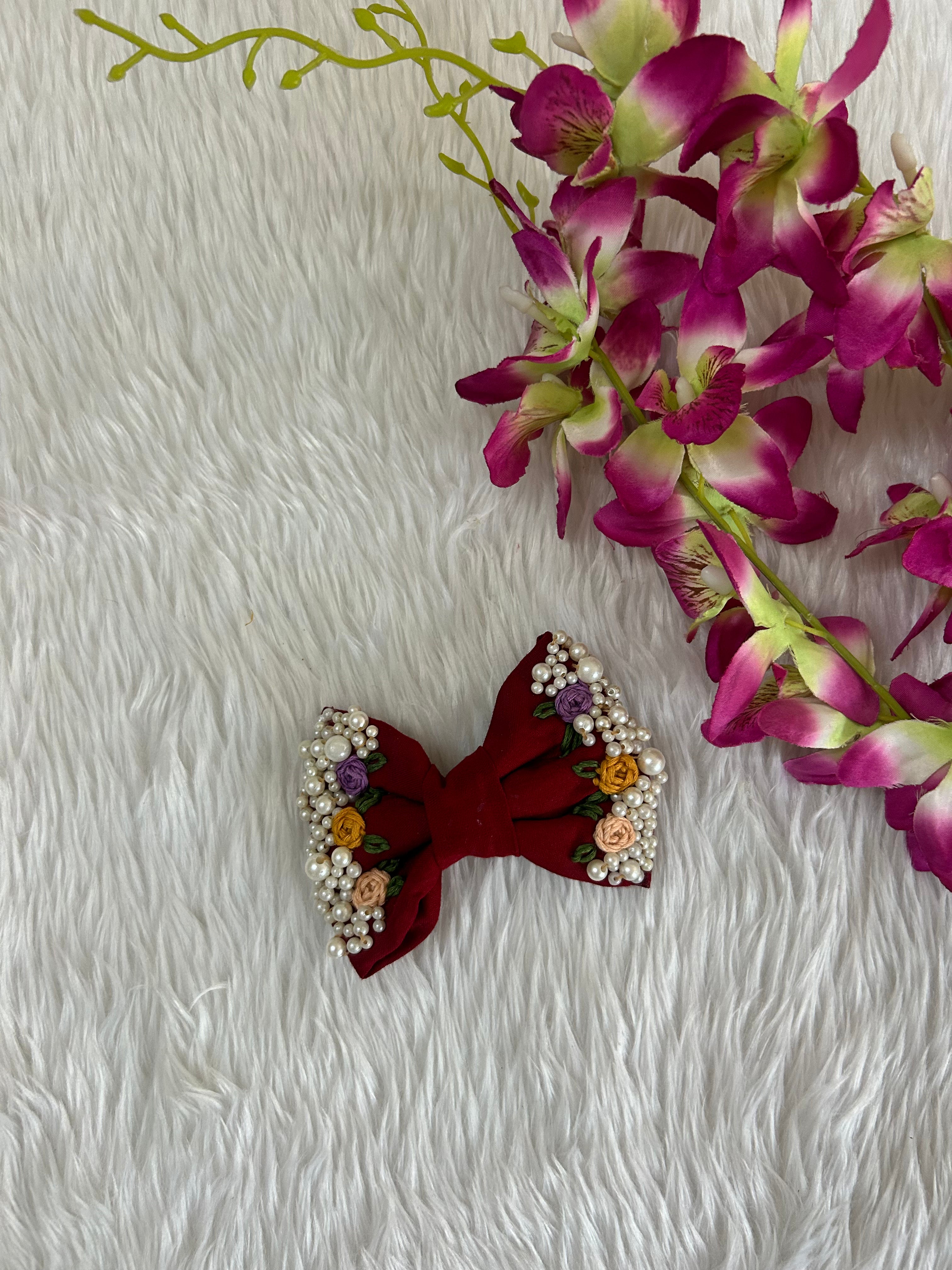 Hand Embroidered Bow Small