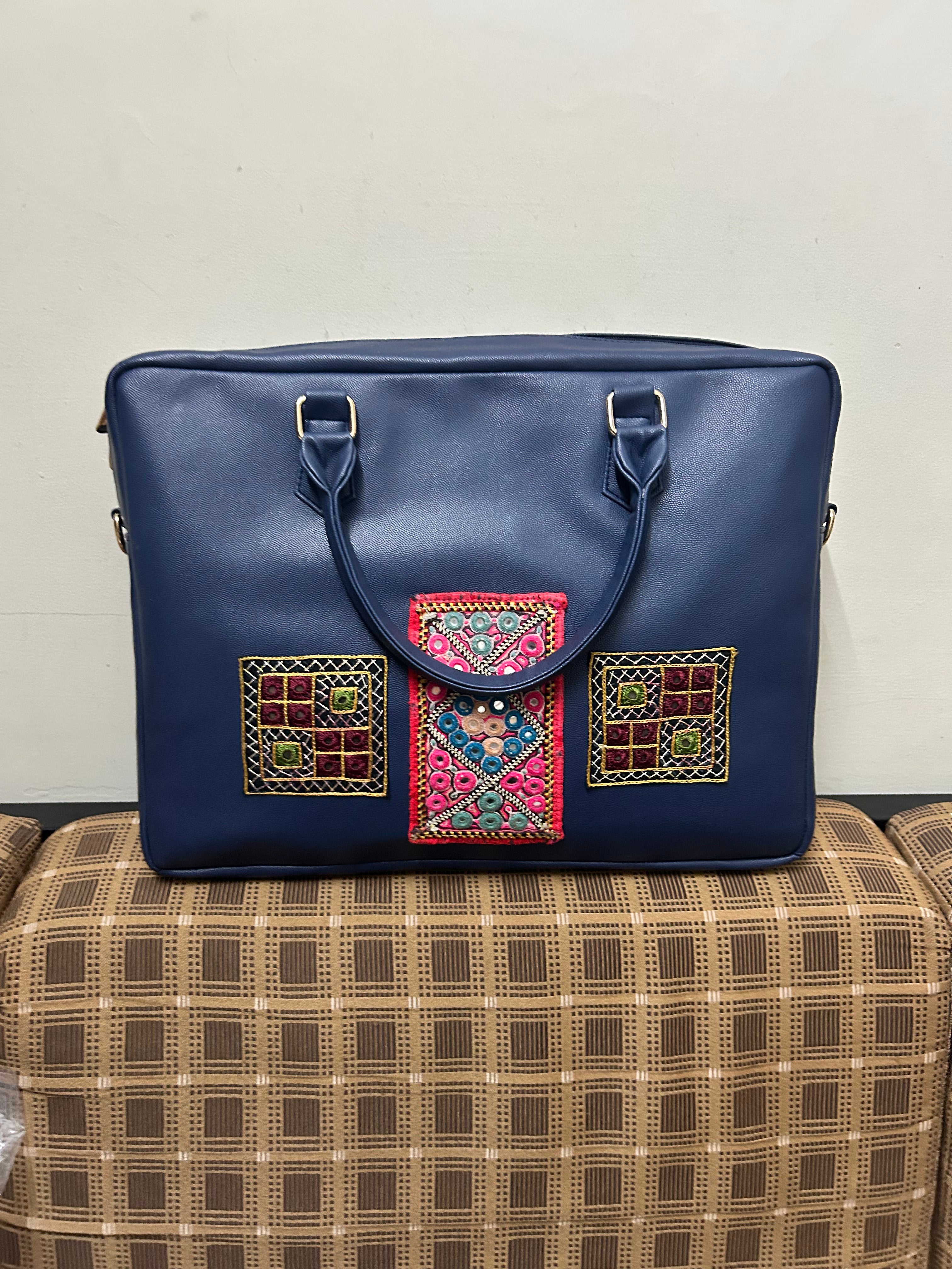 Patchwork laptop bag